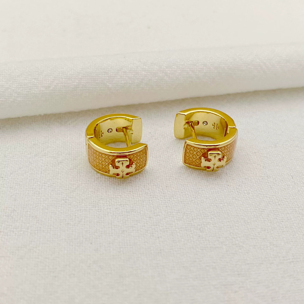 Tory Burch Enamel Letter Earrings Small Metal Earrings
